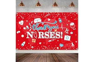 RAGNHILD Thank You Nurses Backdrop Decoration,Large Fabric 2025 Nurses Week Backdrop Banner National Nurse Day Photo Booth Background for Medical Doctor Nurses Rn Graduation Party Supply 73 x 43 Inch