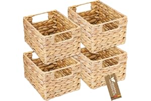 HMF Aufbewahrungskorb, Korb geflochten aus Wasserhyazinthe Seegras | 4er Set | Größe S | 22 x 17 x 12 cm