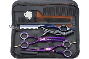 Purple Dragon Purple Hairdressing Scissors Set 5.5 Inch Hair Cutting & Thinning Scissors Kit for Men Women Kids Home Salon Barber