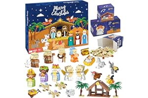 SARSTRY Nativity Advent Calendar 2025 Kids, 24 Days Christmas Countdown Nativity Building Blocks Kit, Christian Scene Advent Bricks Christmas Gifts Toys for Boys, Girls, Teens & Adults Ages 6+