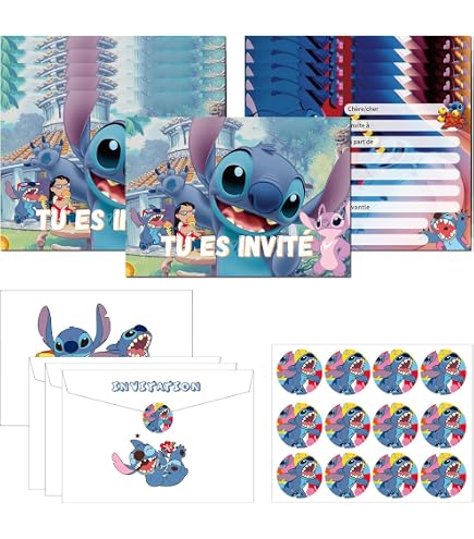 IRONIUM 12 Cartes D'Invitation Anniversaire Enfants Garçon Fille En Français Avec Enveloppes Et Autocollants - Format A6 Idéal Fête
