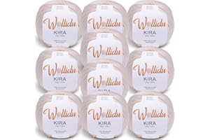 Wollidu Kira - Lot de 10 x 50 g pelotes de fil à tricoter 100 % coton - Pour tricot et crochet - Crème