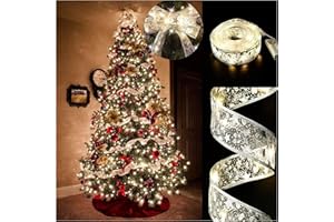 Dreaku Christmas Tree Lights, 19ft/6m 60 LED Christmas Tree Ribbon Waterproof Fairy Lights Decorations Curtain Lights Hanging Fairy Lights for Bedroom Wall Garden Patio Decorations