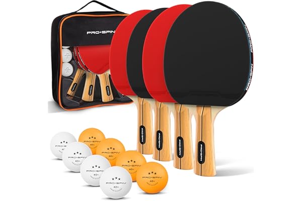 PRO-SPIN Raquettes de Ping-Pong – Set Premium Haute-Performance avec Balles 3 Étoiles et Mallette | Kit de Tennis de Table