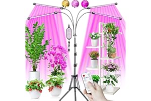 EWEIMA Lampe de Plante, Lampe de Croissance avec Trépied, 80 LEDs Plant Lampe Horticole Croissance Floraison 4 Têtes Lampe Croissance Spectre Complet, avec 10 Niveaux Dimmables 3 Modes de Minuterie