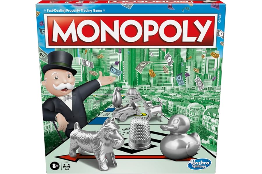 Hasbro Gaming Monopoly, Strategy Board Game for 8+ Year Old Kids, 2-6 Players, Family Games for Children and Adults
