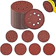 Meff-Mluk 175Pcs 125mm Sanding Discs, 8 Hole 5 Inch Round Sanding Discs Pads 40 60 80 120 180 240 320 Grits Sanding Discs for Random Orbital Sander