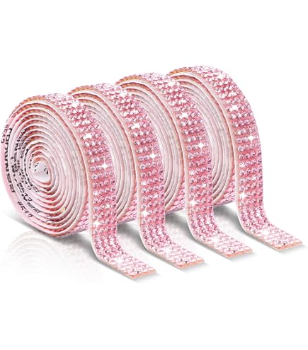 4 Rouleaux De Ruban Strass Autocollant – 1 Yard, 4 Rangées, Couleur Verte, Pour Décorations DIY