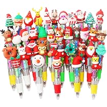 30 Penne Natalizie Multicolori Con Motivi A Tema – Gadget Per Bambini, 4 Colori D'Inchiostro (0,7mm), Ideali Per Feste, Compleanni E Regalini