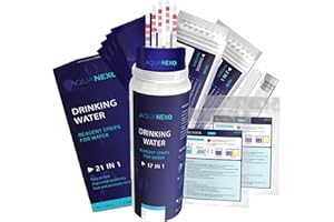 AQUANEXO 21 paramètres, 125 + 20 bandelettes de test, 2 tests de bactéries coliformes, bandelettes de pH