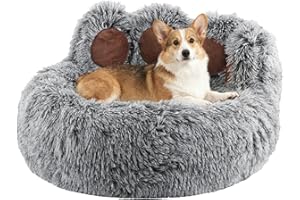 Luvore Cuccia per Gatti e Cani da Interno 60cm, Cuscino a Ciambella Peloso per Gatti e Cani, lavabile, con fondo antiscivolo