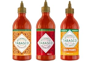 Tabasco Sauce Piquante Multipack – Sriracha, Buffalo et Salsa Picante – Coffret de sauces piquantes avec 3 bouteilles faciles à presser de 256 ml – Sans gluten, conservateurs et matières grasses