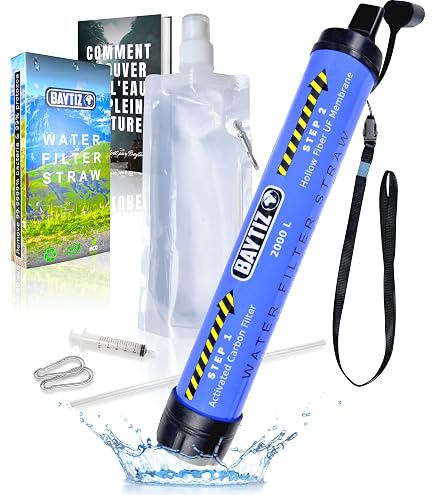 Gourde Filtrante Baytiz – Filtre à Charbon Actif – Capacité 1,5L – Avec Paille De Survie – Neuf