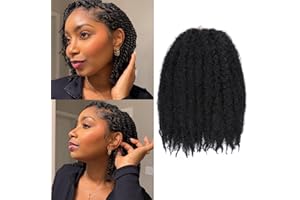Samtress 10 Inch Marley Twist Braiding Hair 8 Packs Afro Kinky Curly Marley Hair for Senegalese Twist Braiding Hair Extensions for Women (#1B)