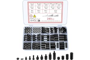 Ewwtrey 280 Stück M4 Nylon Schrauben Muttern Set, Schwarz Nylon Abstandshalter Schraubenmuttern, Männlichen Weiblichen PCB Platinen Abstandshalter Kunststoff Kreuzschlitzschrauben Sortiment Kit