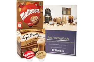 CAFFELUXE Galaxy & Maltesers Hot Chocolate Pods + Pod Recipe Book - Compatible with Dolce Gusto Machines - 16 Hot Chocolate capsules