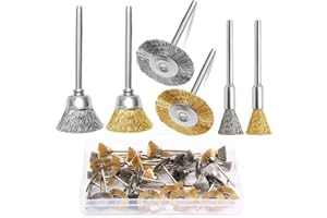 YOICN LTH 48 PCS Brosse Métallique en Acier de Polissage Set, Mini Wire Brush Wheel Cup Brush pour Dremel Power Rotary Tools, tige de 3 mm