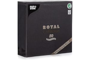 ‎PAPSTAR Papstar Servietten / Tissueservietten schwarz "Royal Collection" 40 x 40 cm, 1/4-Falz, ideal für Gastronomie, Haushalt oder Feste, #10452, 1 X 50er Pack