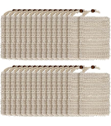 Sacchetti Per Sapone In Sisal - 4 Pezzi 14x9 Cm, Effetto Peeling, Senza Plastica