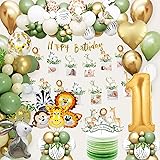 1 års jubileum, 1 år gammal ballong, djungel dekoration födelsedag flicka pojke med dekoration födelsedag 1 år, födelsedagssa