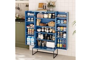 HOLTICO Kitchen Cupboard, Pantry Cupboard with Adjustable Shelves Storage Cabinets Farmhouse Pantries Organization Cabinet for Dining Room, Living Room, Blue