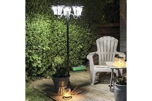 2.1m Large Solar Powered Lamp Post by Festive Lights (Triple Head White)