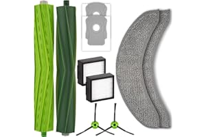 BRUVISH 10 Pièces de rechange compatibles avec l'aspirateur Robot iRobot Roomba Combo j7, Combo j7+, Combo j9+, Combo 10 Max 2 Chiffons De Vadrouille 2 Filtres HEPA 2 Sacs à Poussière 2 Brosses Latérales