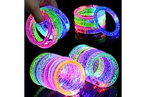AUAUY 16 Stück LED Leuchtarmbänder Blinkende Armbänder in der Dunkelheit Party Zubehör Glowstick Armband, Beleuchtendes Spielzeug für Geburtstagsparty Geschenke, Armreif für Kinder Erwachsene