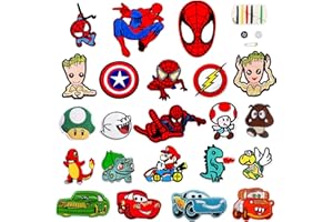 Rocking Planet Toppe Termoadesivi, Toppe Termoadesive Bambini, Toppe per Vestiti di Auto, 22 Pezzi Toppa Termoadesiva per Tessuti, Patch Toppa Adesiva per Tessuti per Giacca, Magliette, Pantaloni