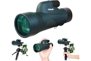 ESSLNB Monokular Teleskop 12X50 HD Fernrohr mit Handy Adapter und Stativ IPX7 Wasserdicht Stoßfest BAK4 Prisma Grün FMC für Wildtiere Vogelbeobachtung Jagd Camping Reisen Wildtiergeheimnis