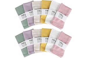 SUPAWAY Juego de 12 servilletas de lino Servilletas reutilizables de tela Lavables en algodón 40x40cm para eventos y uso doméstico (malva pálido, beige, blanco, mostaza, rosa empolvado,verde guisante)