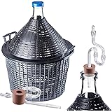 KADAX Glasballon-Set, Gärballon mit Kunststoffkorb und Gärzubehör, Gummi-stopfen, Gärröhrchen, schmale Öffnung, Weinballon, F
