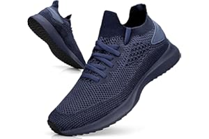 Giniros Mens Trainers Walking Running Shoes Mesh Slip On Lightweight Comfortable Athletic Fitness Fashion Training Sneakers Breathable Jogging Tennis Mesh Shoes Outdoor