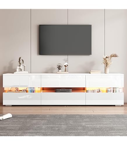 Meuble TV Avec éclairage LED 16 Couleurs - 180x35x30 Cm - 3 Portes - Montage Mural Ou Au Sol - Noir Et Couleur Bois