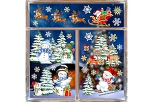 decalmile Pegatinas de Ventana Navidad Muñeco de Nieve Reno Vinilos para Ventanas Papá Noel Arbol de Navidad Adhesivos Pared Ventana Navidad Puerta Escaparate Ventanas Reutilizable