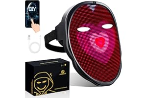 MEGOO Mascara Led con bluetooth programable,Led digital electrónico light-up Mascara con detección de gestos,fiestas de mascarada disfraces carnaval halloween navidad cosplay,Máscaras led para adulto y niño