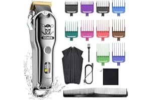 Hatteker Hair Cutting Kit Pro Hair Clippers for Men Professional Barber Clippers IPX7 Waterproof Cordless Beard Trimmer Hair Trimmer