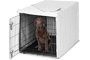 Sweet Jojo Designs 42in. Medium/Large Dog Crate Cover (White and Grey Stripe) Pet Cage, Kennel Covers (Modern, Neutral, Contemporary, Striped, Elegant, Pinstriped, Minimalist, Gray Stripes)
