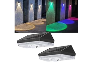 ELLASAY Solar Fence Lights Outdoor Garden,10 Color Modes Garden Lights Solar Powered Waterproof for Outside Deck Patio Gate Yard Decoration-2Pack