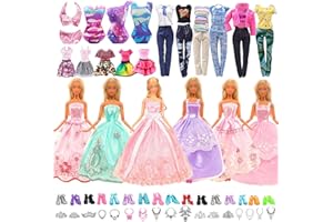 QJFHURB 60 Pcs Accessori Bambole Vestiti Barby Originali Vestiti Bambole Accessori Bambole Vestiti Bambole 15 Set Di Vestiti 10 Paia Di Scarpe 25 Accessori 10 Borse Adatto a Bambole Di 29 Cm