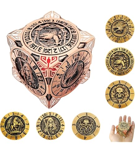 Mini-DND-Würfel-Set Im Steampunk-Oktopus-Gehäuse – 7-teilig, Metall, Mit Geschenkbox, Für Rollenspiele & Sammler
