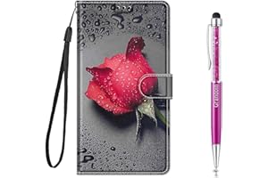 Grandoin Coque pour Samsung Galaxy A22 5G, Mode Créatif Effet Bookstyle Désign Étui de Protection Housse en PU Cuir avec Portefeuille Fermeture Magnétique Fentes pour Cartes (Rose)