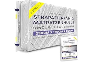 ‎VOLILA Double Matratzenhülle – 1 Packung Wasserdichter Matratzenschoner für den Umzug – 230 x 170 x 30cm (92,5 g/m²) Aufbewahrungstasche Matratze zur Vermeidung von Flecken, Staub und Schädlingsbefall
