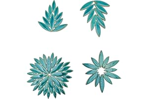 YOZIEMQ 500 g Weidenblatt-Blütenblatt-Mosaik, unregelmäßige Mosaikstücke für Heimdekoration oder Bastelarbeiten, Mosaikherstellung (Pfauenblau)
