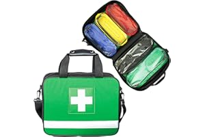 EVAQ8 Empty Green Shoulder First Aid Bag With Removable Colour-Coded Compartments
