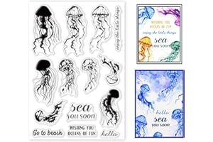 ‎GLOBLELAND GLOBLELAND Quallen Klare Briefmarken Meereslebewesen Segen Silikon Transparenter Stempel Transparente Briefmarken für Karten, Die DIY Scrapbooking Fotoalbum Dekoration Machen