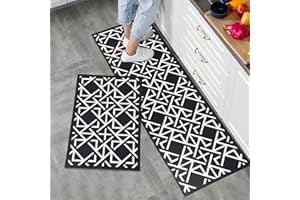 7VSTOHS Tappeti da Cucina 2 pezzi, Tappetini da Cucina Antiscivolo, Set di Zerbini Assorbenti perAcqua e Olio, Zerbino Lavabile e Antipolvere per Pavimento, Corridoio, Ingresso 50x80+50x150cm