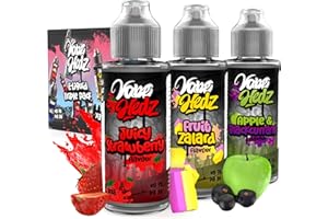VAPE HEDZ Vape Juice No Nicotine - Triple Pack Fruit E liquid - 100 ml E Juice - Vape Fluid 70/30 Ratio - Vape Kit Gift for Men and Women - 300 ml Short Fill E Cigarette Vape Liquid - No Tar Or Tobacco