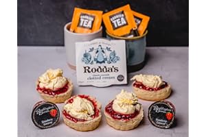 CORNISH HAMPERS & GIFTS The Gluten Free Cream Tea Hamper – Premium Gift Set– 2 Person Deluxe Tea Set Hamper Gifts Includes Fresh Gluten Free Scones, Tea, Jam & Roddas Clotted Cream (1x113g) – Elegant Packaging