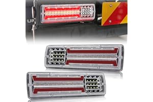 Biqing 12V Led Feux Arrière de Remorque,Multifonctionnel Feu Arrière LED Feu Stop Clignotants Inversés pour Camion Remorque Caravane Tracteur,2PCS